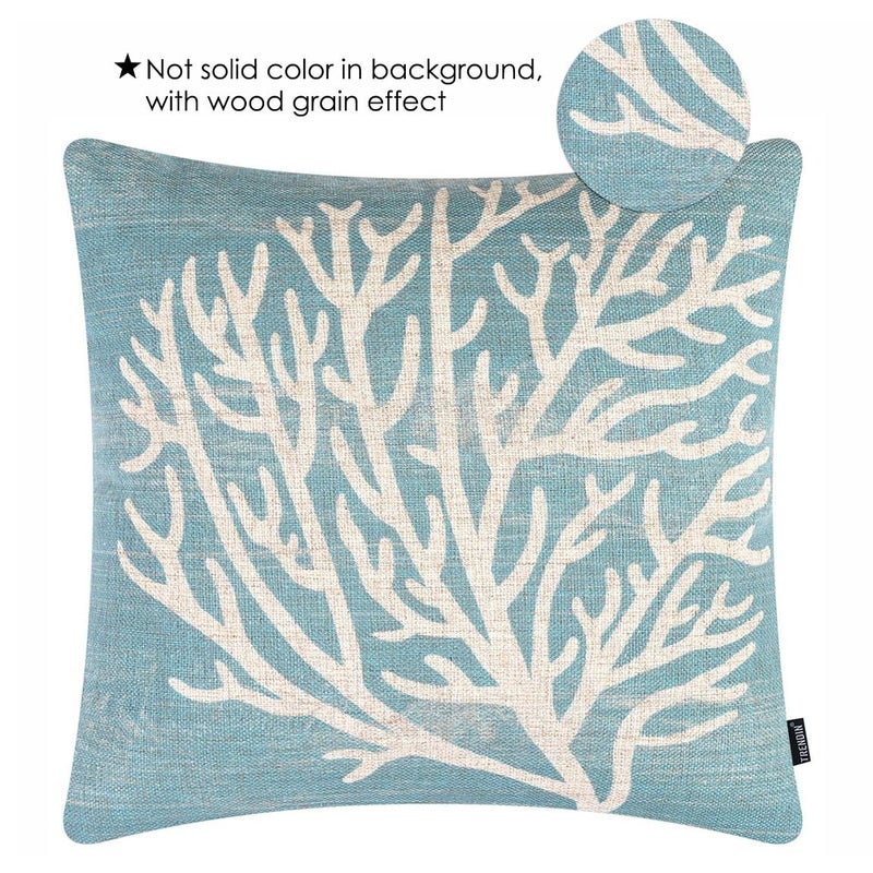TRENDIN Coral Couch Pillow Cover 18X18 Sea Marine Decor Square Linen Cushion Case Sofa Home Decorations Blue PL1054TR - Image 4