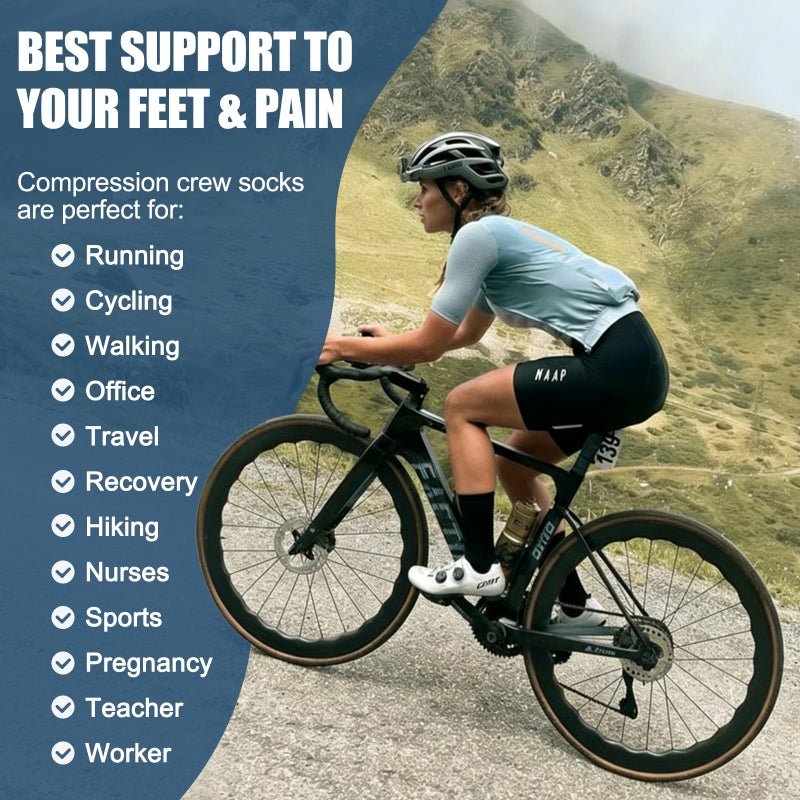 CTHH Compression Crew Socks for Women Thin Lightweight (15-20 mmHg) for Athletic Nurses Circulation Support Socks for Flying Travel Running Hiking Gym Basketball Volleyball Yoga Gifts, 4 Pairs/Black - Image 4