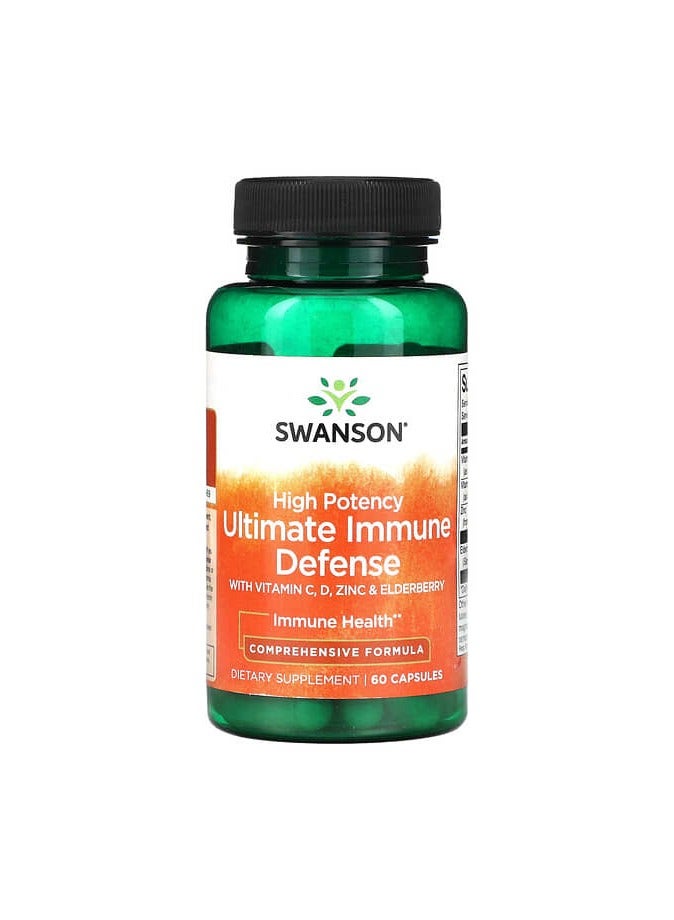 High Potency Ultimate Immune Defense with C, D, Zinc & Elderberry, 60 Capsules