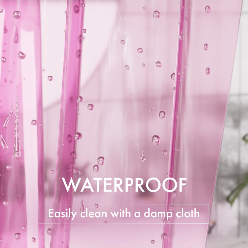 AmazerBath Shower Curtain Liner, 72x72 Transparent Hot Pink Shower Liner, Lightweight Plastic Shower Curtain Liners, Cute Waterproof Shower Liner for Bathroom with 3 Magnets & 12 Grommet Holes - Image 4