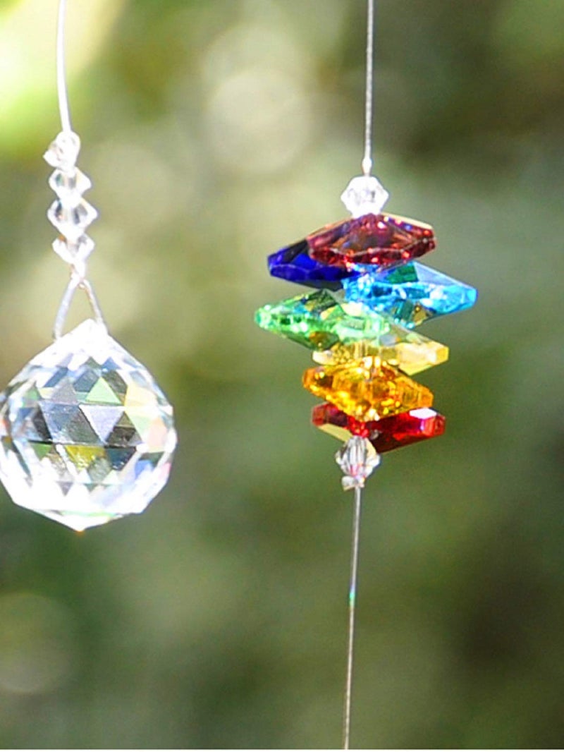 Light Wave Beautiful Sparkling Crystal Rainbow Sun-Catcher Ball Prism Pendant Hanging, Window, Garden, Balcony Hanging Ornament, Car Hanging (Model 8) - Image 2