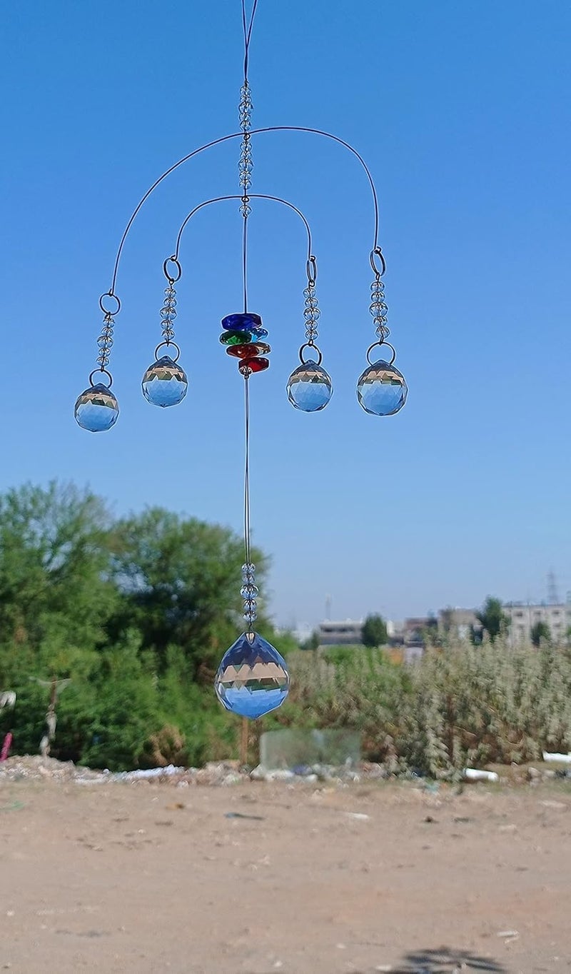 Light Wave Beautiful Sparkling Crystal Rainbow Sun-Catcher Ball Prism Pendant Hanging, Window, Garden, Balcony Hanging Ornament, Car Hanging (Model 8) - Image 1