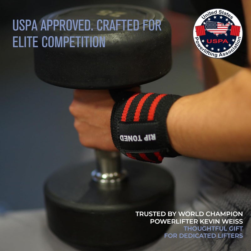 Rip Toned 18” Wrist Wraps - USPA Endorsed Wrist Straps for Weightlifting - Quality Wrist Support - Adjustable, Durable, Machine Washable - Gym Wraps for Powerlifting - for Men & Women - Image 5