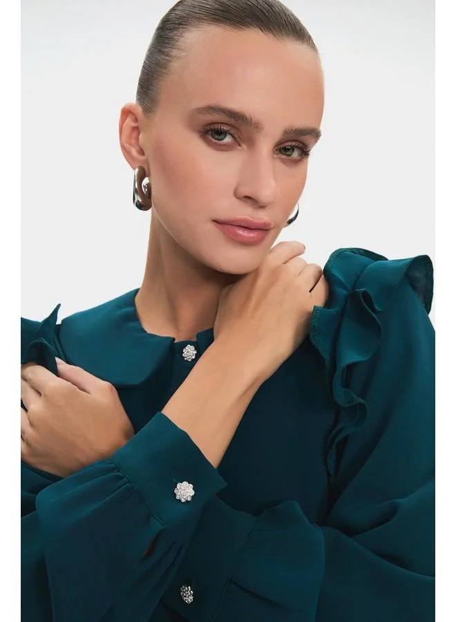 JUNE Ruffled Peter Pan Dress