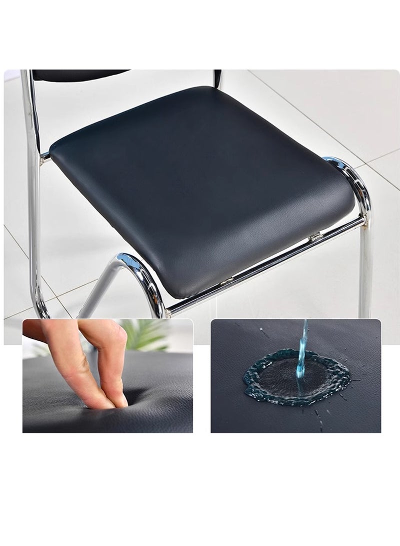 لاني رئيس الاجتماع، رئيس المكتب الجلدي، رئيس الطعام، رئيس الزائر، رئيس الضيوف مكتب المنزل الأثاث بعجلات (أسود) - Image 4