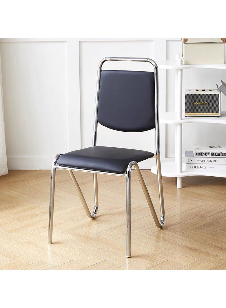 لاني رئيس الاجتماع، رئيس المكتب الجلدي، رئيس الطعام، رئيس الزائر، رئيس الضيوف مكتب المنزل الأثاث بعجلات (أسود) - Image 1