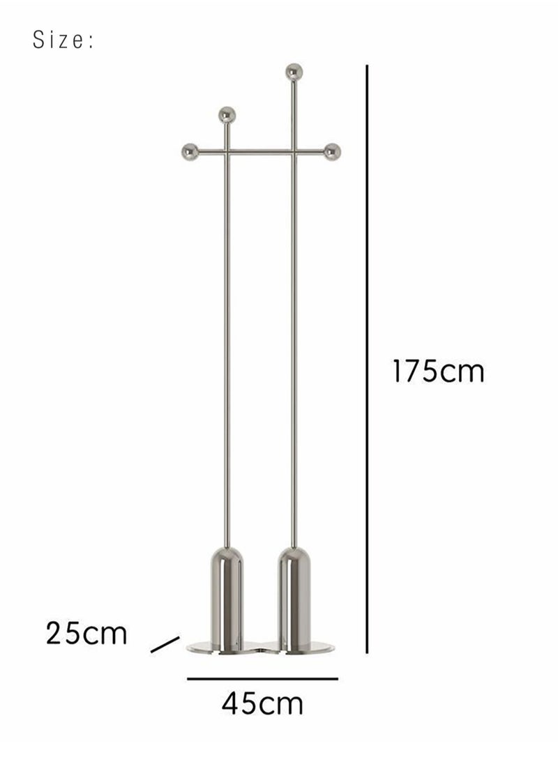 Merry Moments - Organic Clothes Rack Garment Rack Clothing Rack Clothes Hangers Freestanding for Home Hotel Retail Stainless Steel Structure Silver Colour H175xL25xW45 cm - Image 1