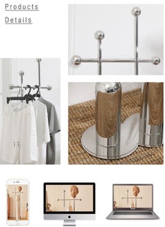 Merry Moments Organic Clothes Rack Garment Rack Clothing Rack Clothes Hangers Freestanding for Home Hotel Retail Stainless Steel Structure Silver Colour H175xL25xW45 cm  - Image 4