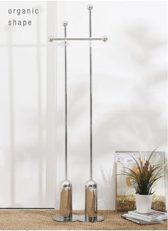 Merry Moments Organic Clothes Rack Garment Rack Clothing Rack Clothes Hangers Freestanding for Home Hotel Retail Stainless Steel Structure Silver Colour H175xL25xW45 cm  - Image 3