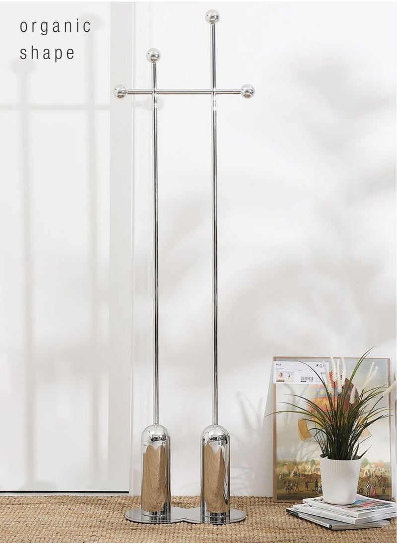 Merry Moments - Organic Clothes Rack Garment Rack Clothing Rack Clothes Hangers Freestanding for Home Hotel Retail Stainless Steel Structure Silver Colour H175xL25xW45 cm - Image 1