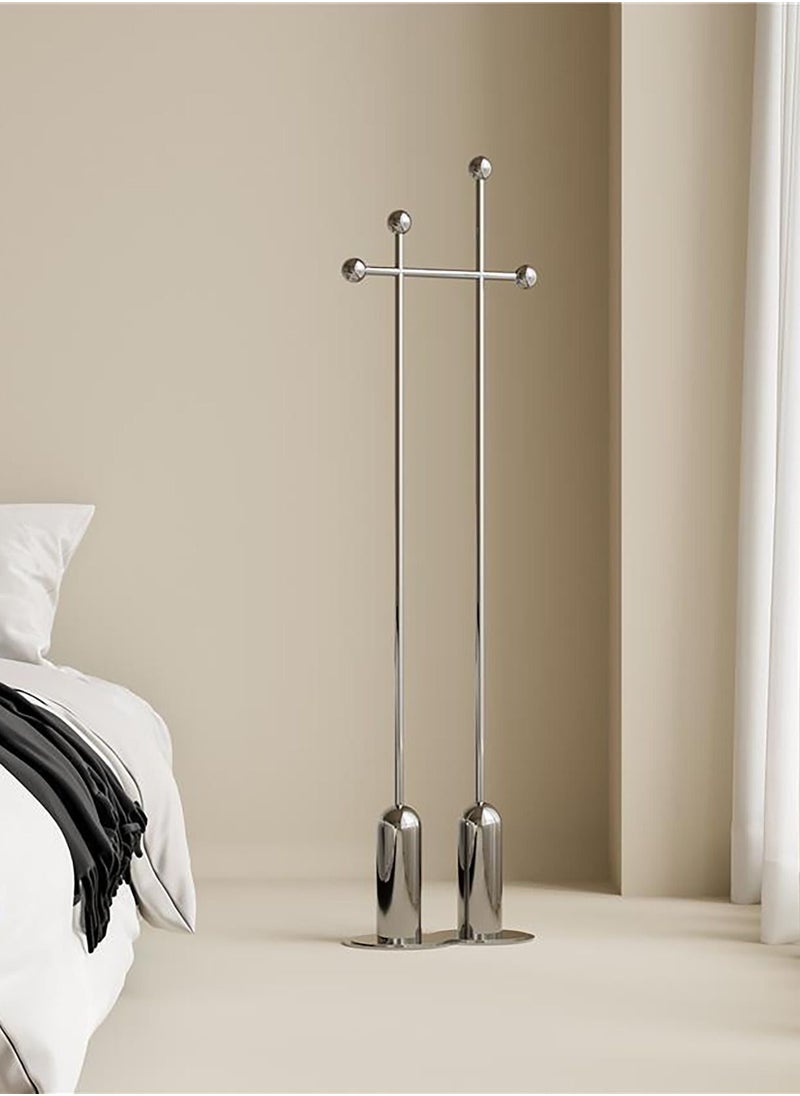 Merry Moments - Organic Clothes Rack Garment Rack Clothing Rack Clothes Hangers Freestanding for Home Hotel Retail Stainless Steel Structure Silver Colour H175xL25xW45 cm - Image 1