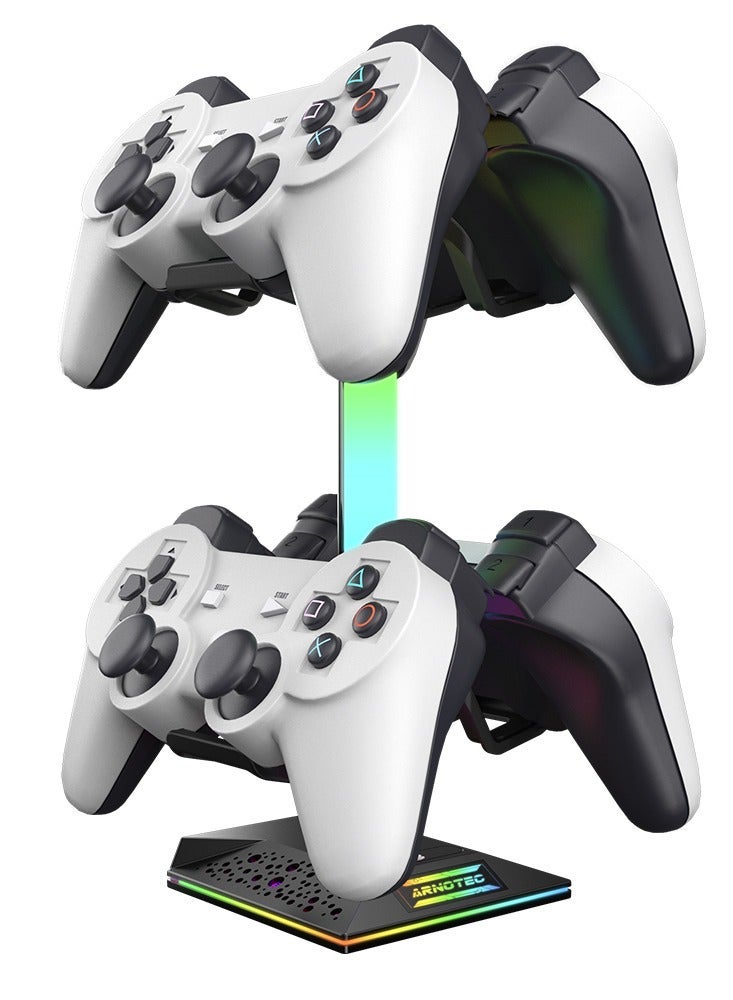 ARNOTEC RGB Gaming Headphone Stand & Controller Holder with 10 Lighting Modes, Dual USB Charging Ports & Type-C Port - Image 5