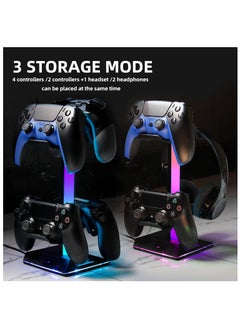 ARNOTEC Gaming Controller Holder RGB Headphones Stand 10 Light Modes with 2 USB Charging Ports and Type-C Port - (Black)  - Image 4