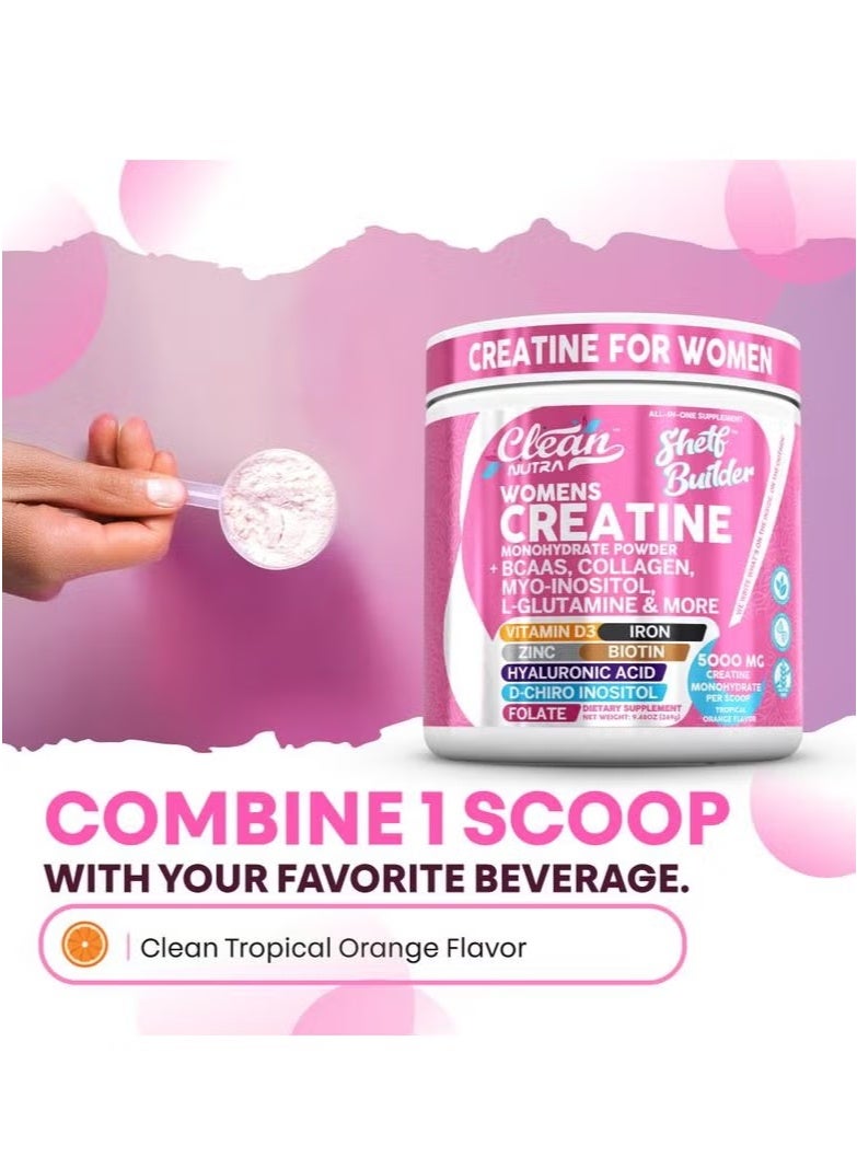 Clean Creatine for Women | Creatine Monohydrate + BCAA Powder Myo-Inositol Collagen Biotin Hyaluronic Acid Folate L Glutamine Vitamin D3 Iron Zinc D-Chiro - Image 5