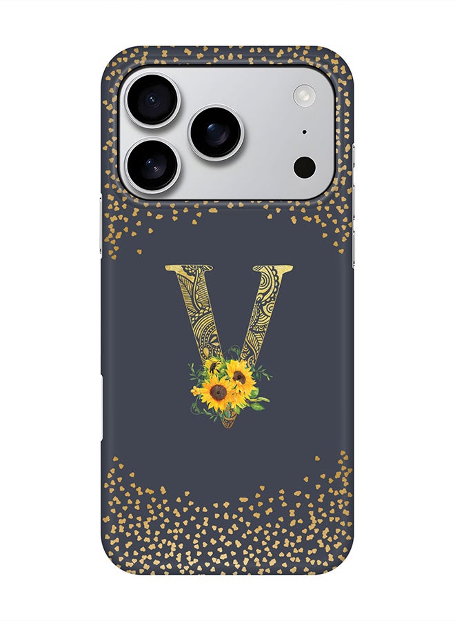 Stylizedd For iPhone 17 Pro,Case, [Compatible with MagSafe] Magnetic cover Slim fit Protection Matte, - Custom Floral Monogram - V  (Grey )