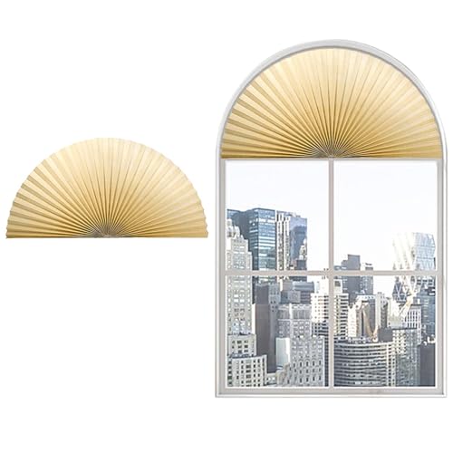 Jlong Arch Window Shade Half Circle Window Shade Paper Blinds for Windows Cordless Semicircular Blind No Drill Blinds for Windows Half-Round Shade Easy to Cut and Install for Home Living Room Bedroom - Image 3