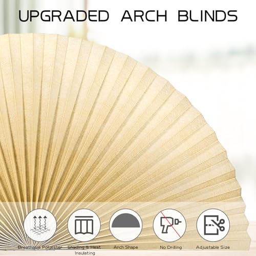 Jlong Arch Window Shade Half Circle Window Shade Paper Blinds for Windows Cordless Semicircular Blind No Drill Blinds for Windows Half-Round Shade Easy to Cut and Install for Home Living Room Bedroom - Image 4