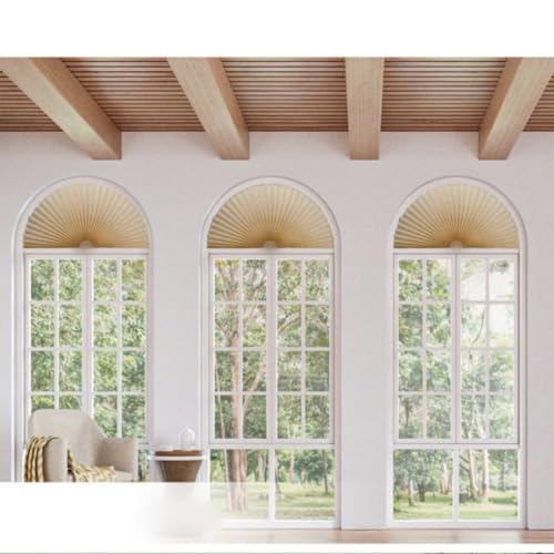 Jlong Arch Window Shade Half Circle Window Shade Paper Blinds for Windows Cordless Semicircular Blind No Drill Blinds for Windows Half-Round Shade Easy to Cut and Install for Home Living Room Bedroom - Image 5