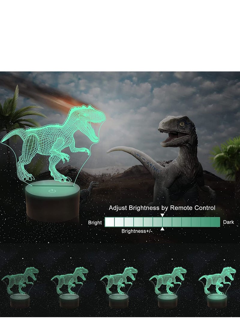 althiqahkey Dinosaur Trex 3D Multicolor Night Light for Kids  LED Bedside Lamp 16 Colors Changing with Remote Control and Timing Function Xmas Halloween Birthday Gift Toys for Child Baby Boy - Image 3