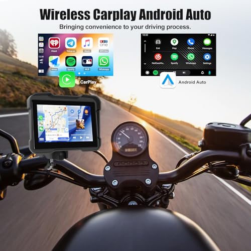 SIXWIN Motorcycle GPS Navigation System with Wireless Carplay Android Auto 5" Moto CarPlay Screen with Dual Bluetooth, Navigation/Siri/G00gle Assistant Waterproof - Image 3