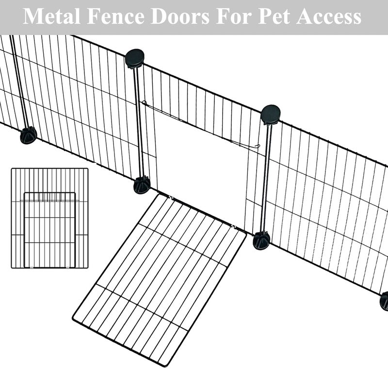 LANGXUN DIY Small Animal Playpen, Pet Playpen with Door and Waterproof Mat, Rabbit Guinea Pig Cages, Puppy Kitten Playpen | Indoor & Outdoor Portable Metal Wire Yard Fence, 12pcs Metal Pet Panels - Image 4