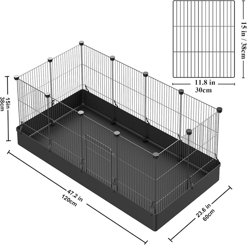 LANGXUN DIY Small Animal Playpen, Pet Playpen with Door and Waterproof Mat, Rabbit Guinea Pig Cages, Puppy Kitten Playpen | Indoor & Outdoor Portable Metal Wire Yard Fence, 12pcs Metal Pet Panels - Image 2