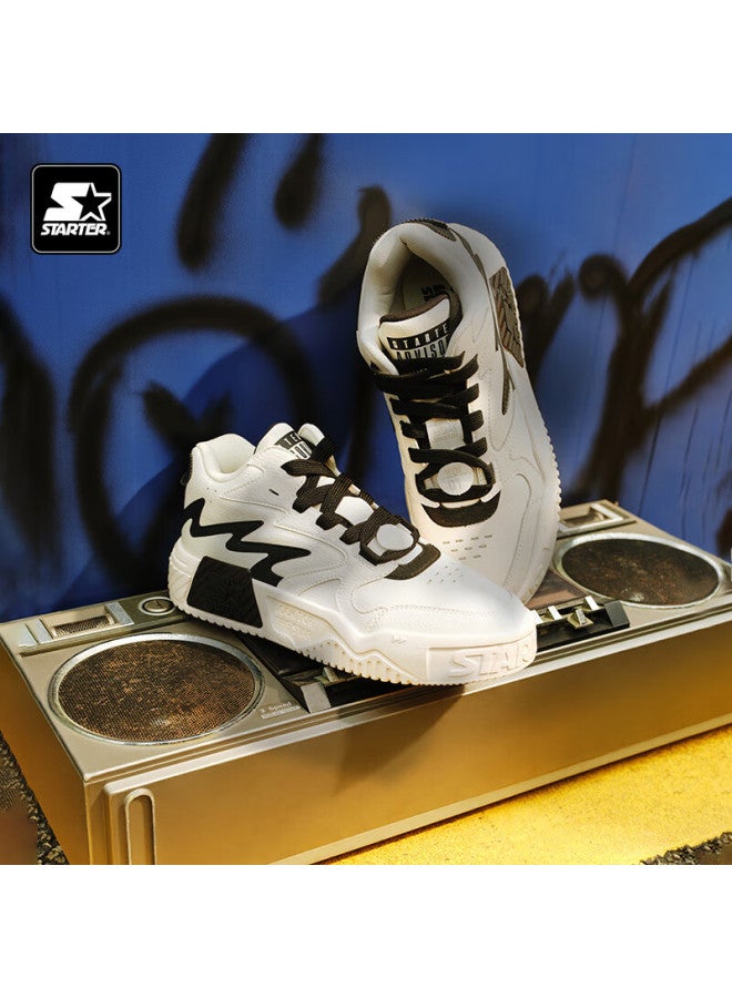 Starter [celebrity Style], Trendy Shoes, Black And White Panda Mid-top Heightening Lightweight Wave Sports Casual Shoes, Black, Size 43