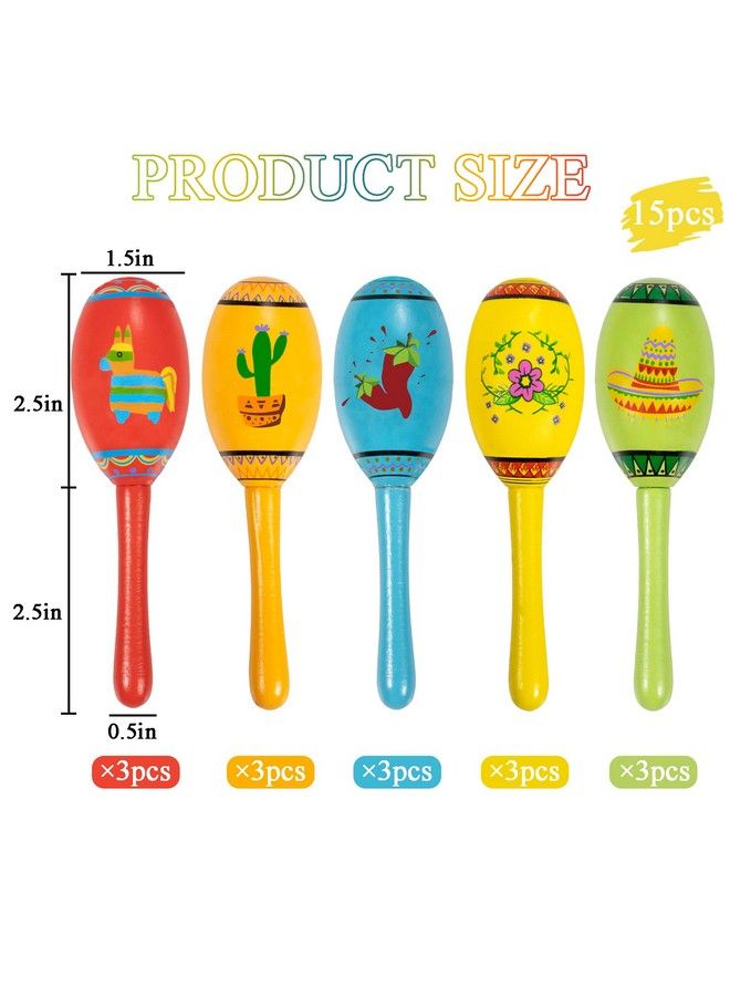 OuMuaMua 15Pcs Mexican Fiesta Party Favors Mini Wooden Maracas For Kids Mexican Fiesta Themed Birthday Baby Shower Cinco De Mayo Taco Tuesday Party Pinata Goodie Bag Stuffers Class Valentines Exchange Gifts  - Image 5
