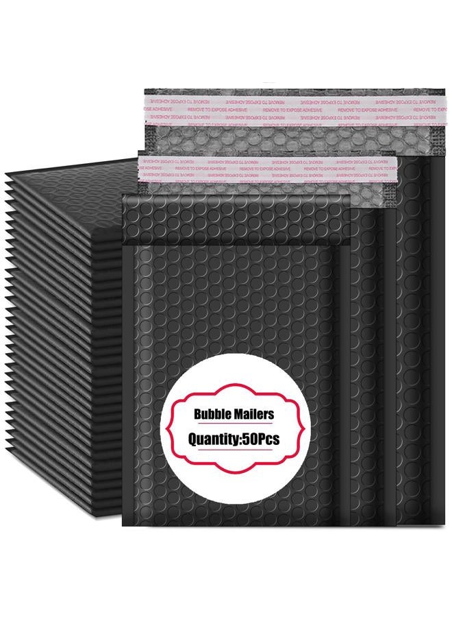 xlehoely 50 PCS Bubble Mailers,Black Poly Padded Envelopes,Waterproof Shipping Bags,Mailing Envelopes Bubble Padded,Self Seal Cushion Envelopes for Mailing,Shipping,Packing,Small Business,3 Sizes - Image 1