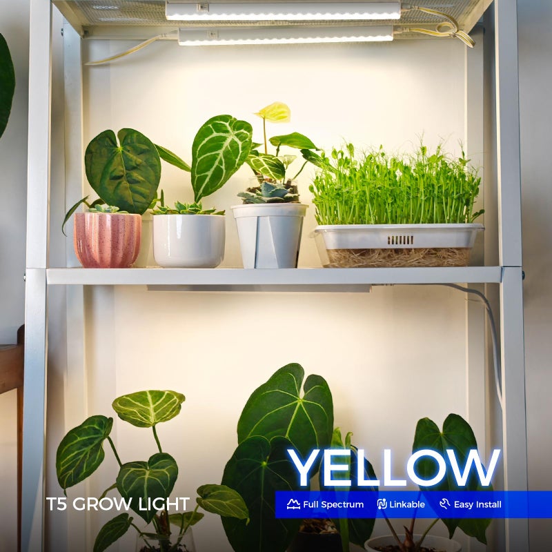 Barrina Barrina Grow Lights for Indoor Plants, Full Spectrum Grow Light, 1ft Plant Lights for Indoor Growing, LED Grow Lights, T5 Grow Light Strip, Plug and Play, Yellow, 8-Pack  - Image 2