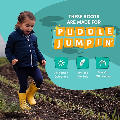LONECONE Lone Cone Rain Boots with Easy-On Handles in Matte Colors for Boys and Girls, Play-Proof Flexible Rubber, Durable Non-Slip Treads, Kid-Friendly for Hours of Joy - Sunshine Yellow, 4 Big Kid - Image 2