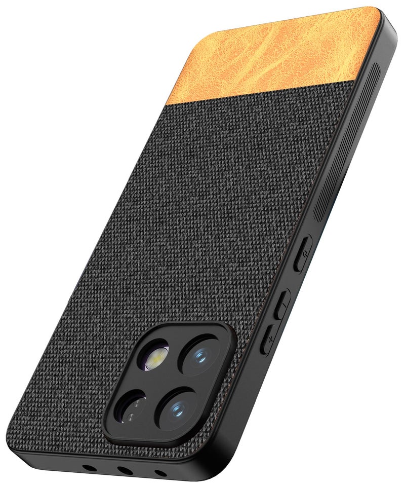 Kapa Soft Fabric & Leather Hybrid Protective Back Cover for Oppo K13 5G | Shockproof Slim Hard Anti Slip Back Case (Black,Brown) - Image 1