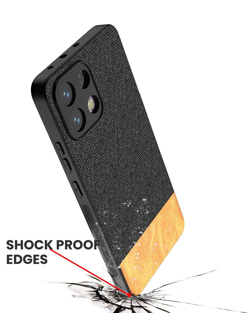 Kapa Soft Fabric & Leather Hybrid Protective Back Cover for Oppo K13 5G | Shockproof Slim Hard Anti Slip Back Case (Black,Brown) - Image 5
