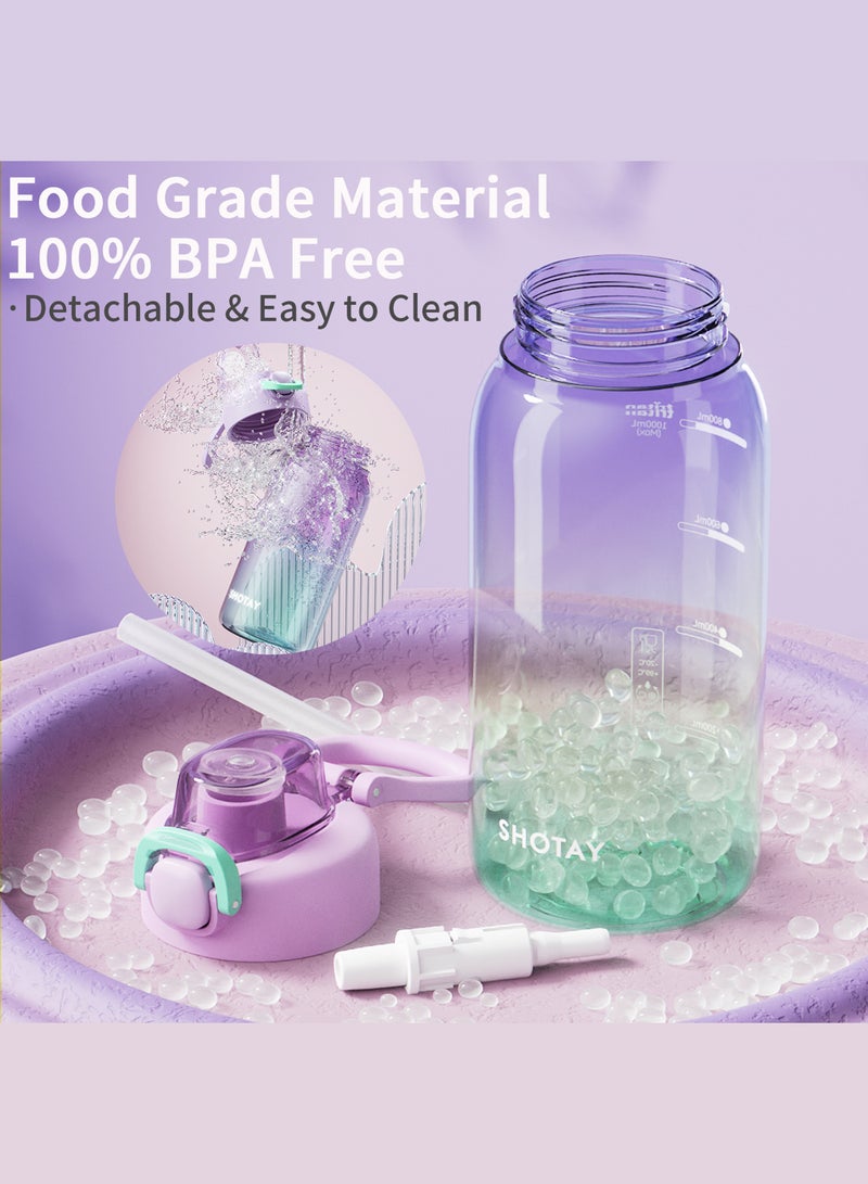 شوتاي زجاجات مياه رياضية سعة 1 لتر مصنوعة من مادة التريتان الامريكية خالية من BPA بنسبة 100% ومضادة للتسرب، زجاجة مياه نصف جالون للمدرسة واللياقة البدنية والرياضات الخارجية من شوتاي، بلاستيك - Image 5