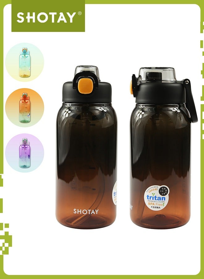 شوتاي زجاجات مياه رياضية سعة 1 لتر مصنوعة من مادة التريتان الامريكية خالية من BPA بنسبة 100% ومضادة للتسرب، زجاجة مياه نصف جالون للمدرسة واللياقة البدنية والرياضات الخارجية من شوتاي، بلاستيك - Image 1