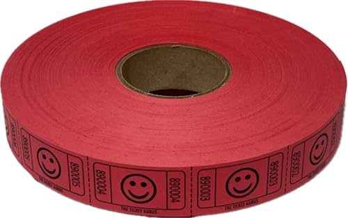 The Ticket Gurus-2000 Red Smile Tickets Single Roll Consecutively Numbered Raffle Tickets - Image 1