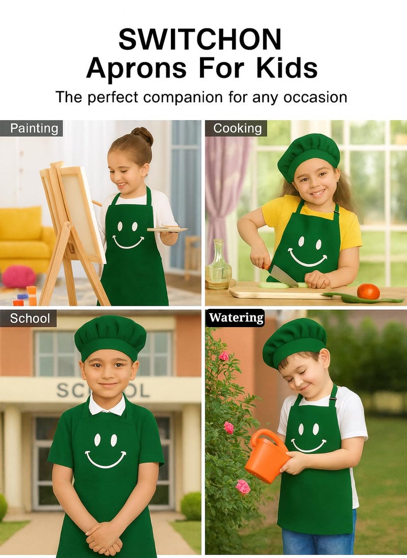 Switchon Polyester Waterproof Adjustable Kids Multi purpose Cooking Apron with a chef cap School Apron - for 6 years to 12 years Proudly made in india (Green) - Image 5