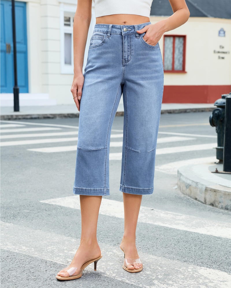 GRAPENT Plus Size Capri Pants Plus Size Jean Capris for Women Women's Capris with Pockets Woman Jeans Stretchy Jeans for Women Womens Pants Casual Ladies Bay Blue XX-Large US 20 to 22 - Image 2