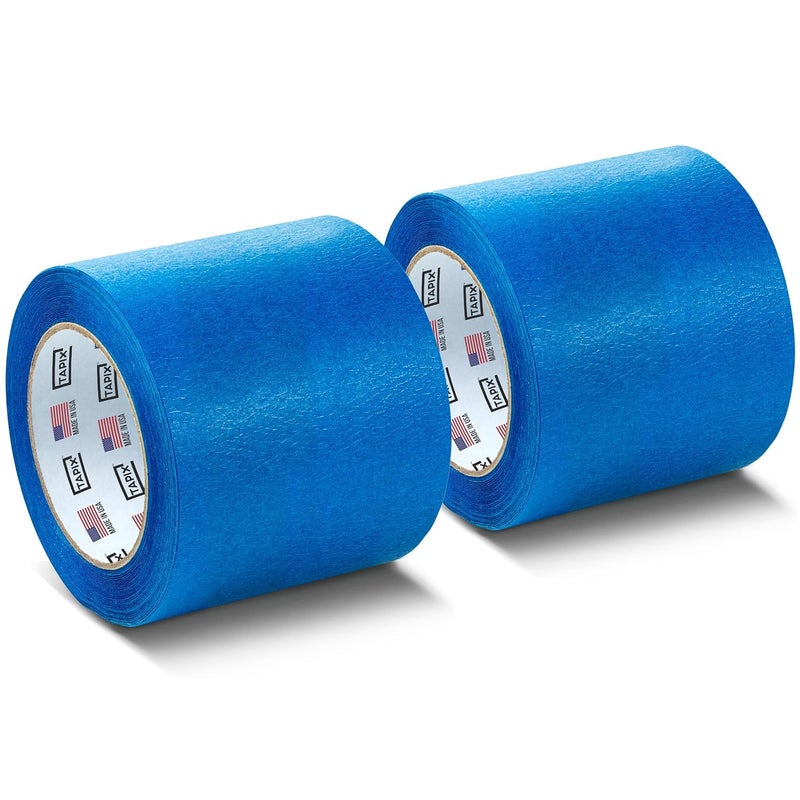 TAPIX Wide Blue Painters Tape 2 Pack, 4 inch x 60 Yards, 3D Printing Tape, Easy Clean Removal up to 21 Days, Masking Tape - Image 1