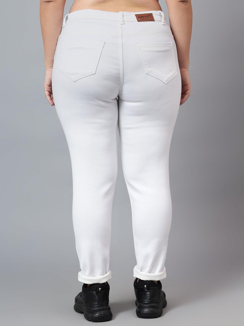 Nifty Women's Denim Stretchable Mid Rise Plus Size Jeans (NFTYPLS_PLN_WHTE_36_White_36) - Image 3