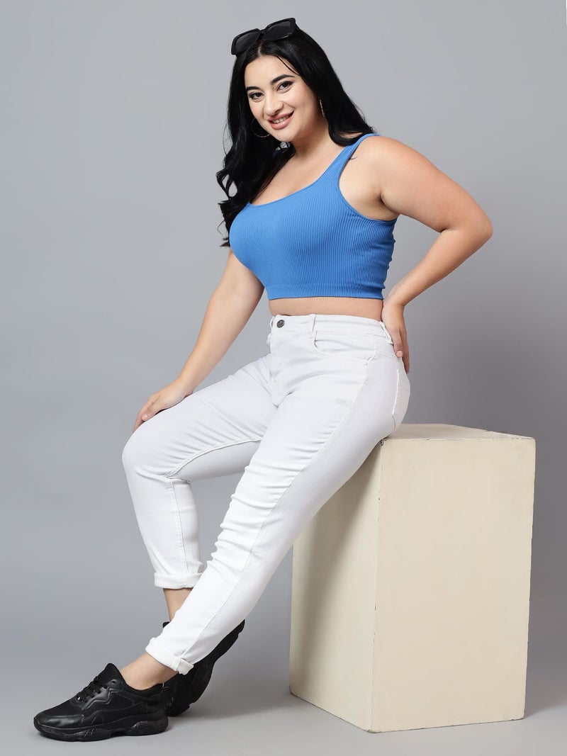 Nifty Women's Denim Stretchable Mid Rise Plus Size Jeans (NFTYPLS_PLN_WHTE_36_White_36) - Image 4