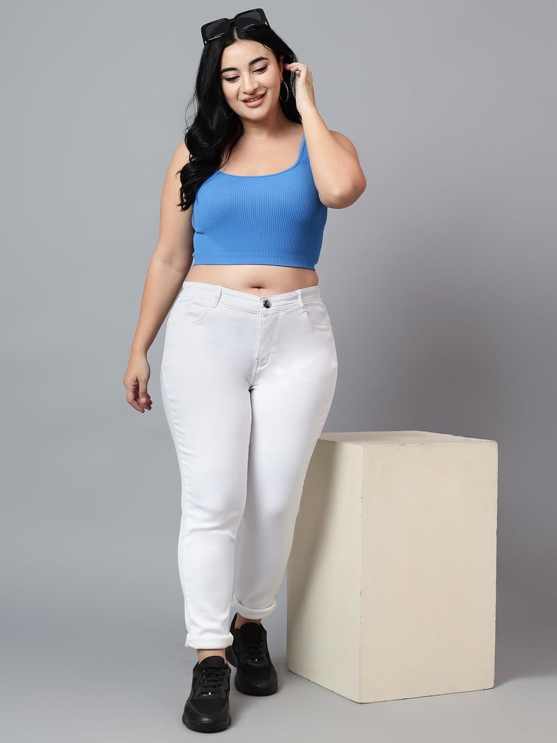 Nifty Women's Denim Stretchable Mid Rise Plus Size Jeans (NFTYPLS_PLN_WHTE_36_White_36) - Image 5