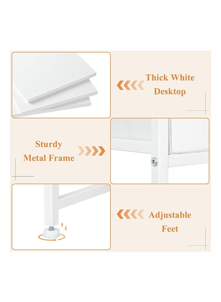 سولاكان مكتب تَزَيُّن صغير مزوّد بمرآة وأدراج، طاولة تَزَيُّن بيضاء مع مساحة تخزين، طاولة تَزَيُّن مدمجة لغرفة النوم، مكتب مكياج عصري للفتيات، طاولة تَزَيُّن موفِّرة للمساحة - Image 2