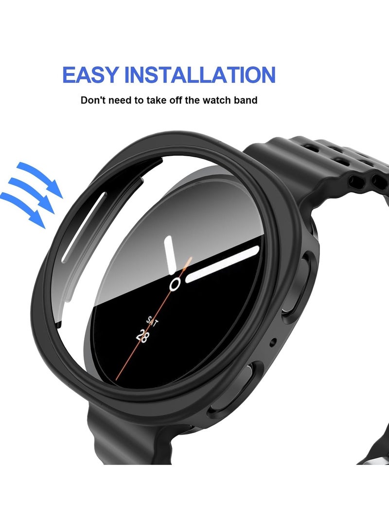 Youque Case for Samsung Galaxy Watch 8 44mm 2025 with Screen Protector, Hard PC Bumper Case and Tempered Glass Protective Cover, Black  - Image 2