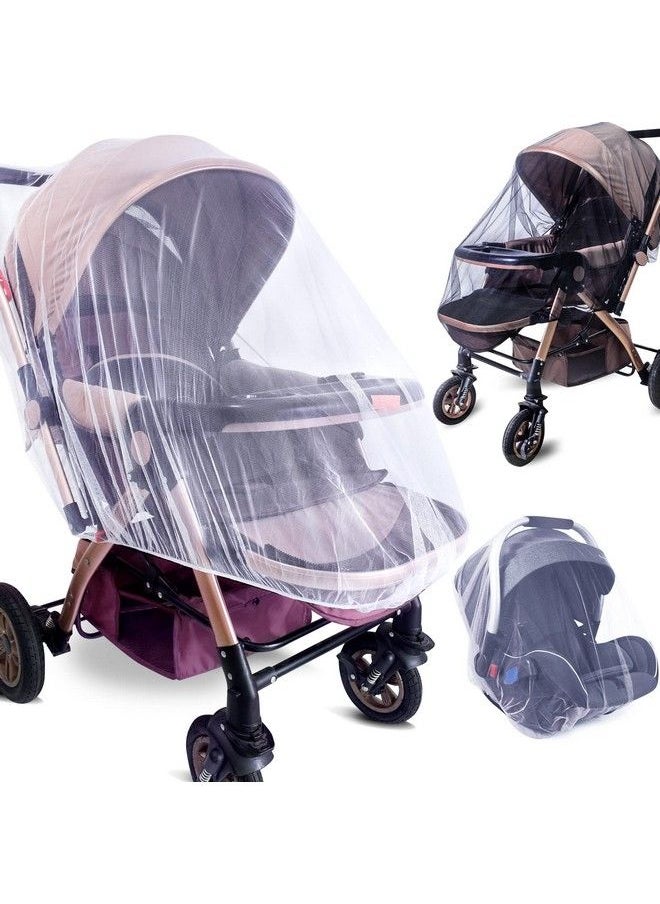Sysmie - Stroller Mosquito Net Infant Stroller And Bassinets Infant Carrier Breathable With Elastic Netting For Easy Fitting Portable Durable & Long Lasting Infant Insect Shield Netting (White And Black)… - Image 1