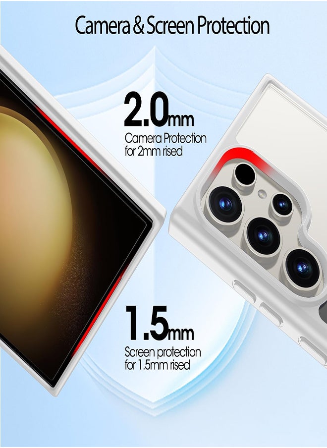 Case Crystal Clear for Samsung Galaxy S22 Ultra Magnetic Clear Cover, Compatible with Wireless Charger and Magsafe Card Wallet, Simplistic Transparent Shockproof and Drop-Proof Case - White