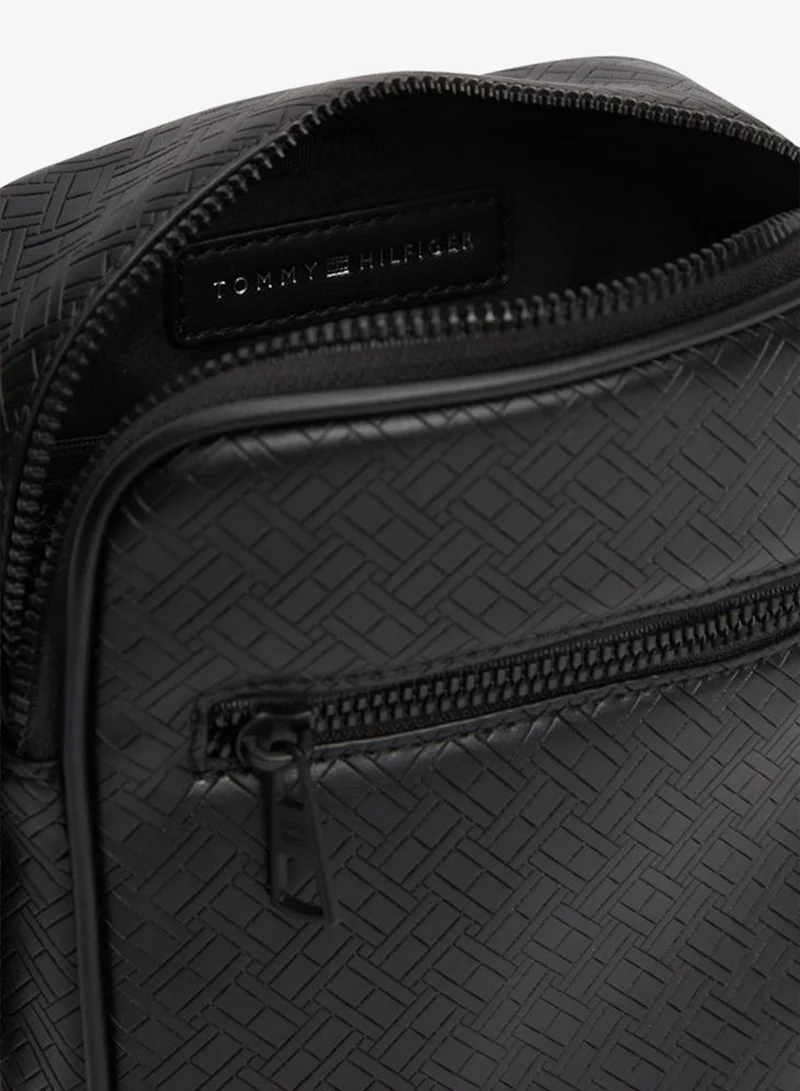 TOMMY HILFIGER Black Embossed Flag Mini Reporter Crossbody for Men | Best Price UAE