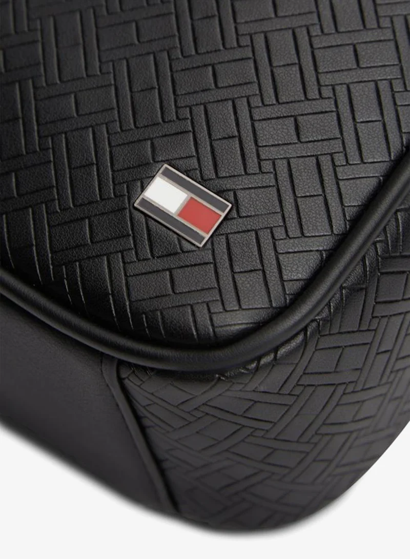 TOMMY HILFIGER Black Embossed Flag Mini Reporter Crossbody for Men | Best Price UAE