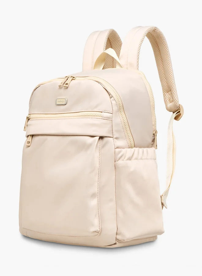 ميسي Solid Backpack with Adjustable Shoulder Straps and Zip Closure -18x33x40 cm