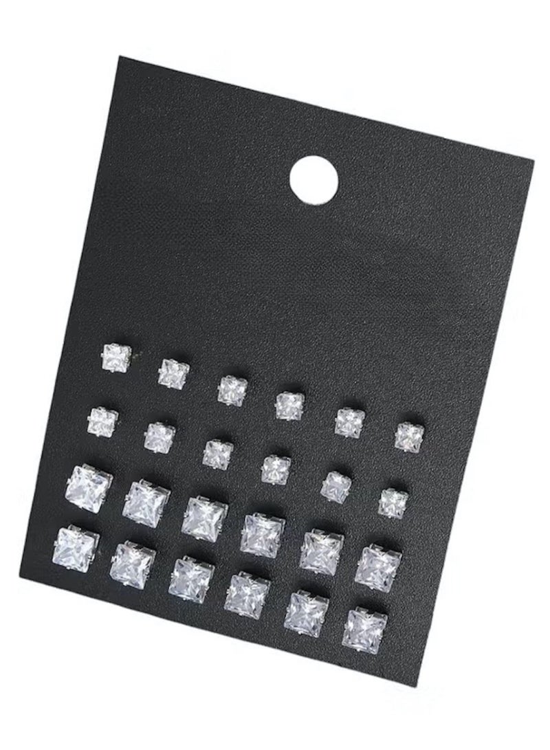 Huitich Elegant 12-Piece Crystal Stud Earring Set  - Image 1